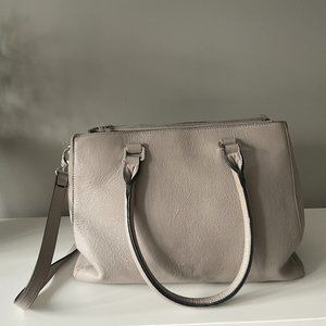 Greige/grey/beige real leather purse satchel